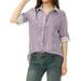 Unique Bargains Women's Button Down Long Sleeve Shirt Vertical Stripes