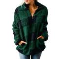 Winter Warm Jacket Coat for Women Long Sleeve Zip Outwear Stand Collar Sweater