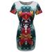 FashionOutfit Women's Short Sleeves Waist Cut Out Floral Tropical Cocktail Dress