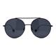 Womens Retro Round Double Bridge Metal Frame Boyfriend Style Sunglasses All Black