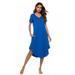 Womens Nightgowns or House Dress with Pocket, V Neck Loungewear Short Sleeve Sleepwear Plus Size Night Wear S-XXL