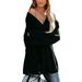 Sexy Dance Women Sexy Off Shoulder Long Sweater Casual Oversized V Neck Jumper Pullover Winter Warm Ladies Long Sleeve Knitted Sweaters