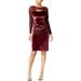 INC Womens Burgundy Cut Out Velvet Boat Neck Knee Length Sheath Cocktail Dress Size: XS