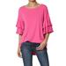 TheMogan Women's PLUS Casual 3/4 Tiered Bell Sleeve Boat Neck Blouse Top Shirt