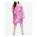 RACHEL ROY Womens Pink Floral Short Sleeve Off Shoulder Knee Length Dress Plus Size: 0X