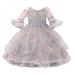 Girl Dress Embroidery Design Flare Sleeve Dress Casual Party Children Pageant Mesh Princess Dresses