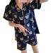 Short Sleeve Silk Pajamas Two Pieces Set Sleepwear Nightwear for Women;Short Sleeve Silk Pajamas Two Pieces Set Sleepwear Nightwear for Women