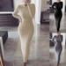 HEVIRGO Women Autumn Winter Long Sleeve Twisted Knitted Bodycon Warm Maxi Sweater Dress