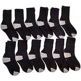 SOCKS'NBULK Value Pack Kids Cotton Black Ribbed Crew Socks, Boys & Girls