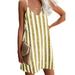 Sexy Dance Casual V-neck Spaghetti Strap Dress Loose Striped Cami Sundress Ladies Sexy Party Beach Strappy Midi Dress