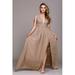 Amelia Couture Womens Taupe Sleeveless V-Neck Maxi Dress