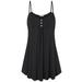 Colisha Women Button V Neck Strappy Tank Tops Loose Casual Sleeveless Camisole Shirts Flowy Frill Tunic Blouses