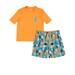 Kiko & Max Toddler Boys Orange Gecko Tropical Rash Guard Shirt & Swim Trunks