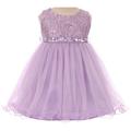 BluNight Collection Lace Decorated Sequins Rhinestone Belt Baby Little Flower Girls Dresses Lilac S