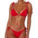 TureClos Women Sexy Solid Color Two Piece Padded Strapped Bikini Swimwear Bathing Suit