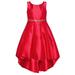 Bonnie Jean Girls Red Sleeveless Jeweled Waist High Low Christmas Dress