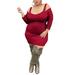 UKAP Womens Plus Size Cold Shoulder Knit Dress Clubwear Bodycon Long Sleeve Party Prom Evening Dress