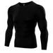 Mens Compression Under Base Layer Top Long Sleeve Tights Sports Running T-shirts Black 3XL