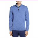 Nordstrom Mens Shop ,Quarter Zip Wool Mock Sweater , Blue Azurite Heather,XXL