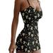 UKAP S-5XL Women Summer Tank Top Dress Spaghetti Strap Camisole Long Top Ladies Beachwear Floral Printed Tunic Dresses Black XL=US 10