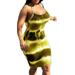 Women Stripe Tie Dye Dress Summer Crew Neck Sleeveless Mini Dress Summer Party Club Dress