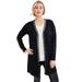 Jessica London Women's Plus Size Pearl Trim Sweater Duster Embellished Cashmere Blend Cardigan