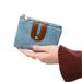 Women's Rfid Small Bifold Leather Wallet Ladies Mini Zipper Coin Purse id card Pocket,Slim Compact Thin (Blue)