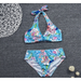Women Two-piece Bikini Set, Floral Printed Pattern V-neck Top and Shorts