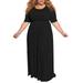 Niuer Women Solid Short Sleeve Maxi Dress Casual T-Shirt Long Dress Plus Size Sundress Swing Pleated Dress