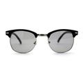 Polarized Light Grey Lens Mens Iconic Vintage Half Horn Rim Hipster Sunglasses Matte Black Silver