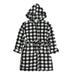 Leveret Kids & Toddler Boys Girls Fleece Sleep Hooded Robe Black & White Plaid (Size 12 Years)