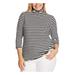 Vince Camuto Womens Plus River Valley Striped Mock-Neck Top