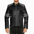 NomiLeather black leather jacket mens leather jacket and genuine leather jacket men (Black With Grey Strip ) Large