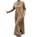 Womens Winter Loose Plain Pullover Jumper Casual Long Sleeve Maxi Ruffle Dress