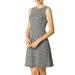 Allegra K Women's Houndstooth Plaid Above Knee Sleeveless Fit And Flare Dress