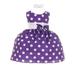 Baby Girls Purple White Polka Dot Bow Sash Headband Special Occasion Dress 6M