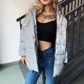 Womens Fashion Personality Reflective Stand Collar Warm Zipper Cotton Jacket