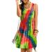 Colisha Tie Dye Dress for Women Casual Summer Above Knee Sleeveless Tank Sundress Ladies Beach Party Mini Dress