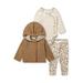 Jessica Simpson Baby Girls Sherpa Jacket, Bodysuit, and Printed Pant, 3 Piece Set