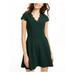 B DARLIN Womens Green Solid Cap Sleeve V Neck Short Shift Evening Dress Size 0