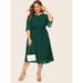 Women's Plus Size Solid Self Tie Peekaboo Dress