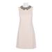 Betsey Johnson Embellished Crew Neck Sleeveless A-Line Zipper Back Scuba Crepe Dress-ALMOND