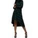 UKAP Fashion Women Plaid V-Neck Swing Dresses Long Sleeve Tunic Mini T Shirt Dress Irregular Hem Flowing Swing Dresses