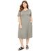Catherines Women's Plus Size Braided Neck A-Line Dress (With Pockets)