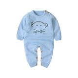 Cute Infant Baby Knitted Bear Romper Newborn Infant Baby Boy Girl Weave Long Sleeve Rompers Jumpsuit Outfits Clothes Blue