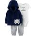 Child of Mine by Carter's Baby Boy Fleece Hoodie Jacket, Bodysuit & Jogger Pants, 3pc Outfit Set