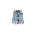 Tetyseysh Womens Tassels Denim Shorts Casual High Waist Short Jeans Hot Bottoms