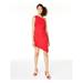 CRYSTAL DOLLS Womens Red Sleeveless Asymmetrical Neckline Mini Body Con Dress Size S