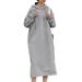 Women's Side Fork Hoodies Dresses Long Sleeve Casual Hooded Sweater Dress