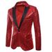 Musuos Men Long Sleeve Blazer Suit, Shiny Jacket Coat, One Button Tuxedo